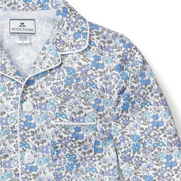 PETITE PLUME Fleur D’Azur Kids Chemical Free Flame Resistant Pajama Set Size 5 - Picture 2 of 7